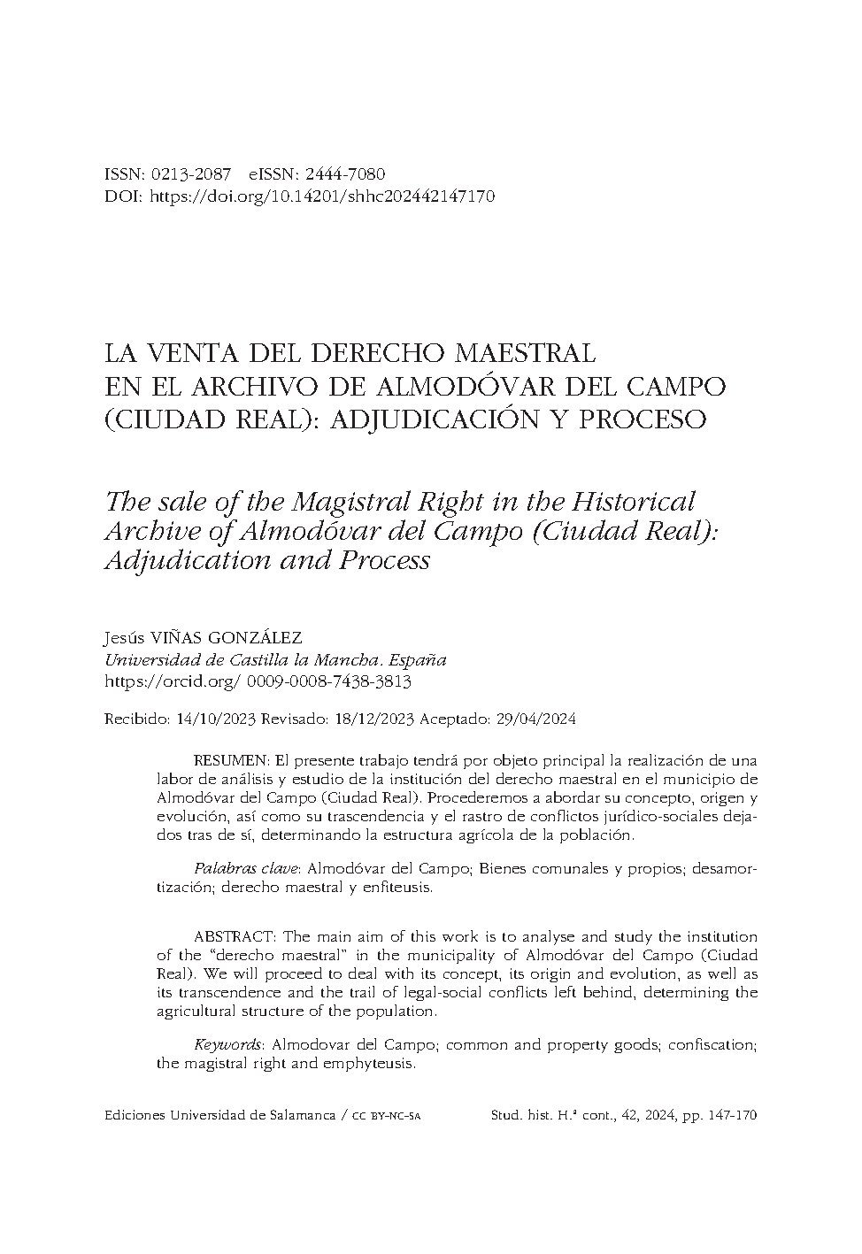 La venta del derecho maestral