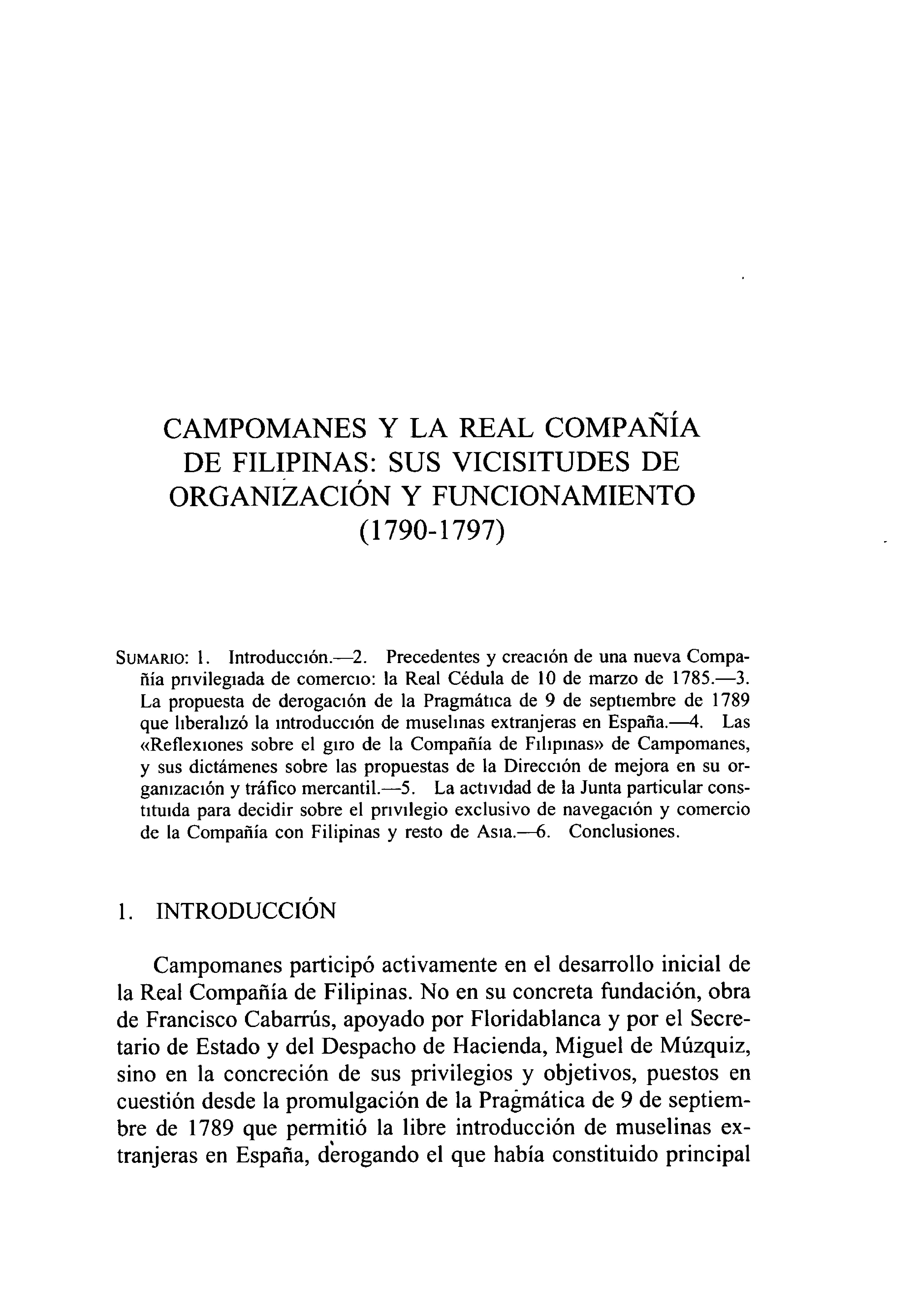 Vallejo. Campomanes y la Compañía de Filipinas