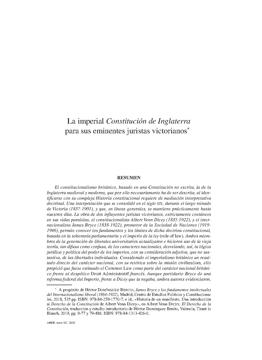 Vallejo. Constitución de Inglaterra