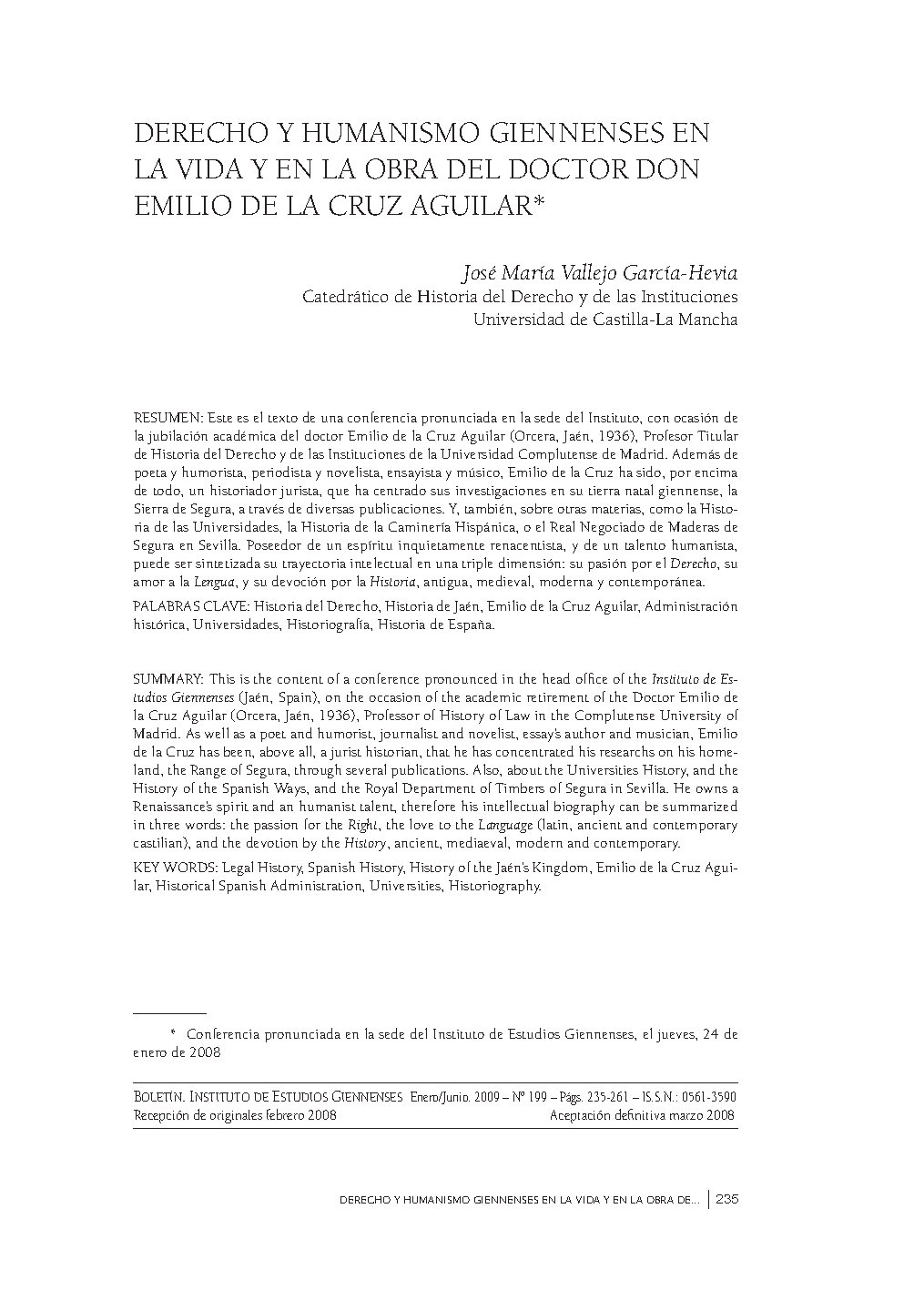 Vallejo. Derecho y humanismo giennenses