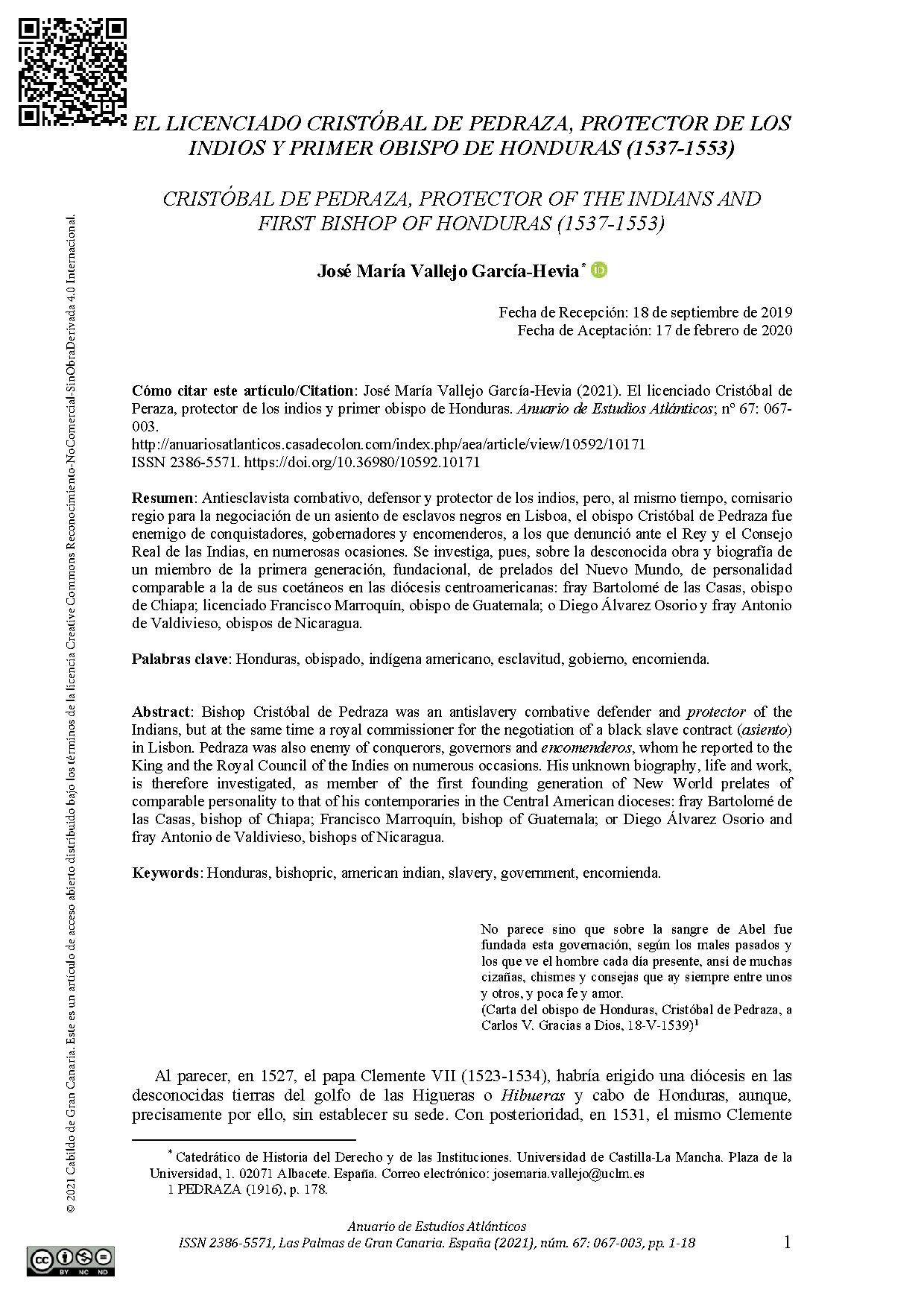 Vallejo. El obispo Cristóbal de Pedraza