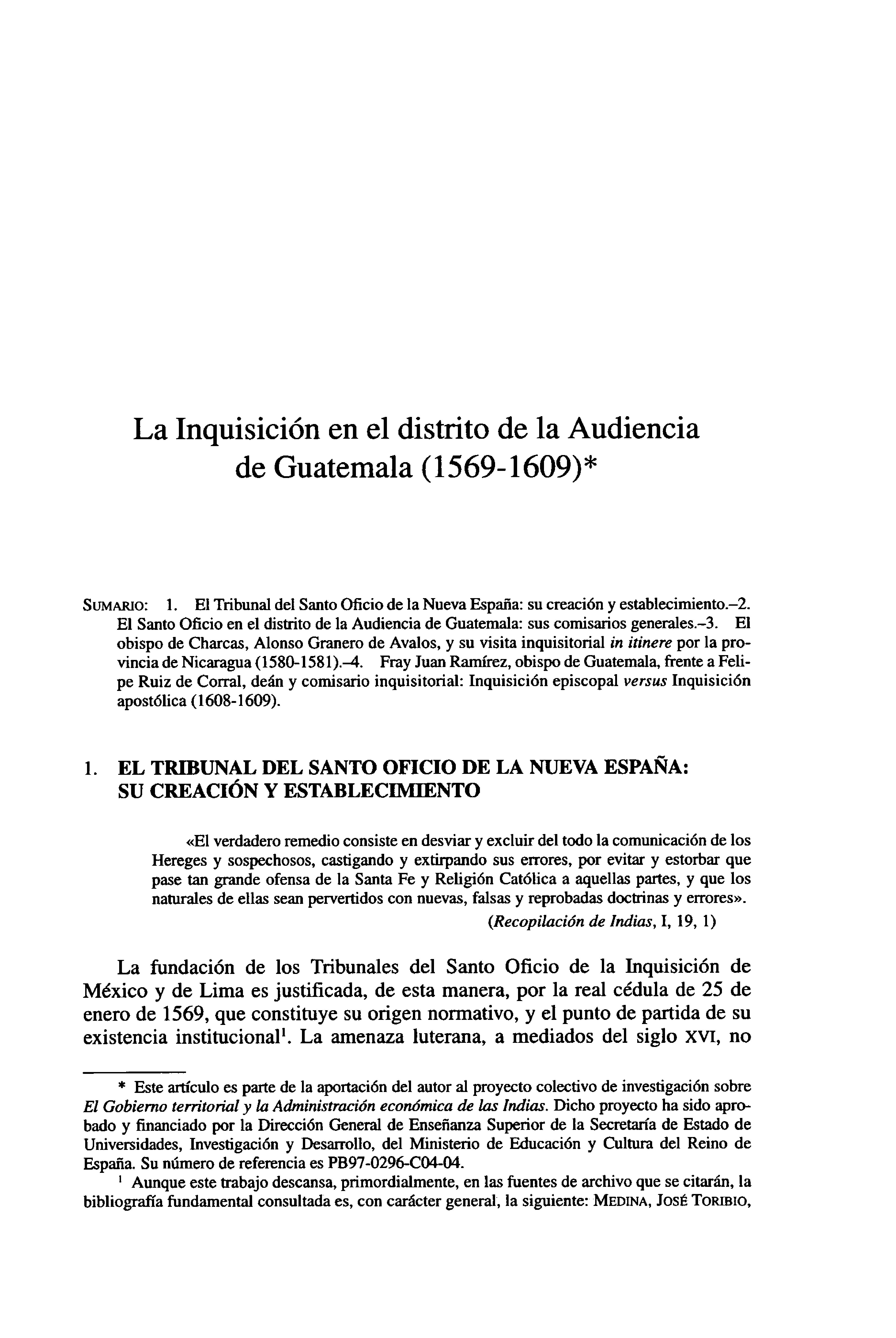 Vallejo. Inquisición en Guatemala. AHDE